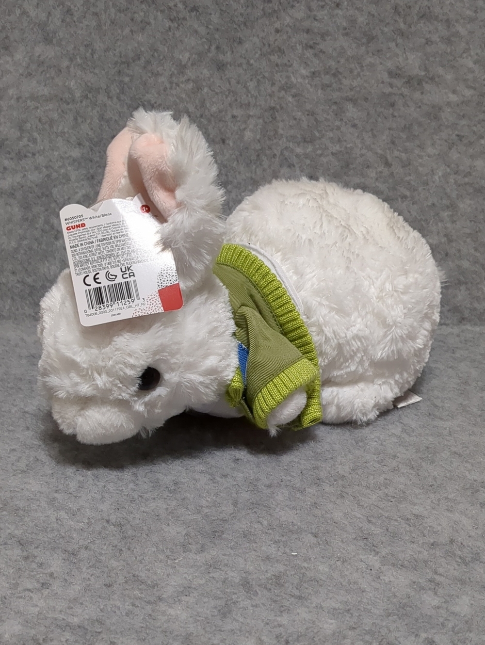 GUND WHISPERS Bunny Rabbit White Plush Pink Ears Stuffed 12” Easter #6050705 NWT